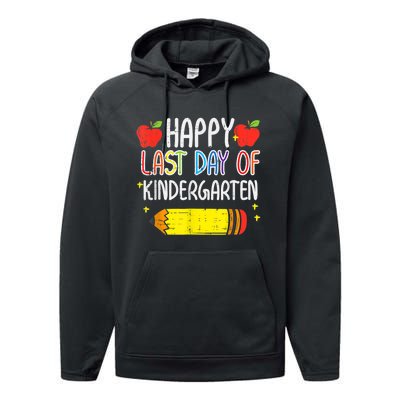 Pencil Apple Happy Last Day Of Kindergarten School Teacher Performance Fleece Hoodie