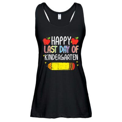 Pencil Apple Happy Last Day Of Kindergarten School Teacher Ladies Essential Flowy Tank