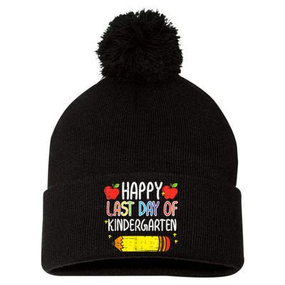 Pencil Apple Happy Last Day Of Kindergarten School Teacher Pom Pom 12in Knit Beanie