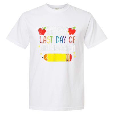 Pencil Apple Happy Last Day Of Kindergarten School Teacher Garment-Dyed Heavyweight T-Shirt