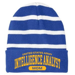 Proud Army Intelligence Analyst Mom Gift Striped Beanie with Solid Band