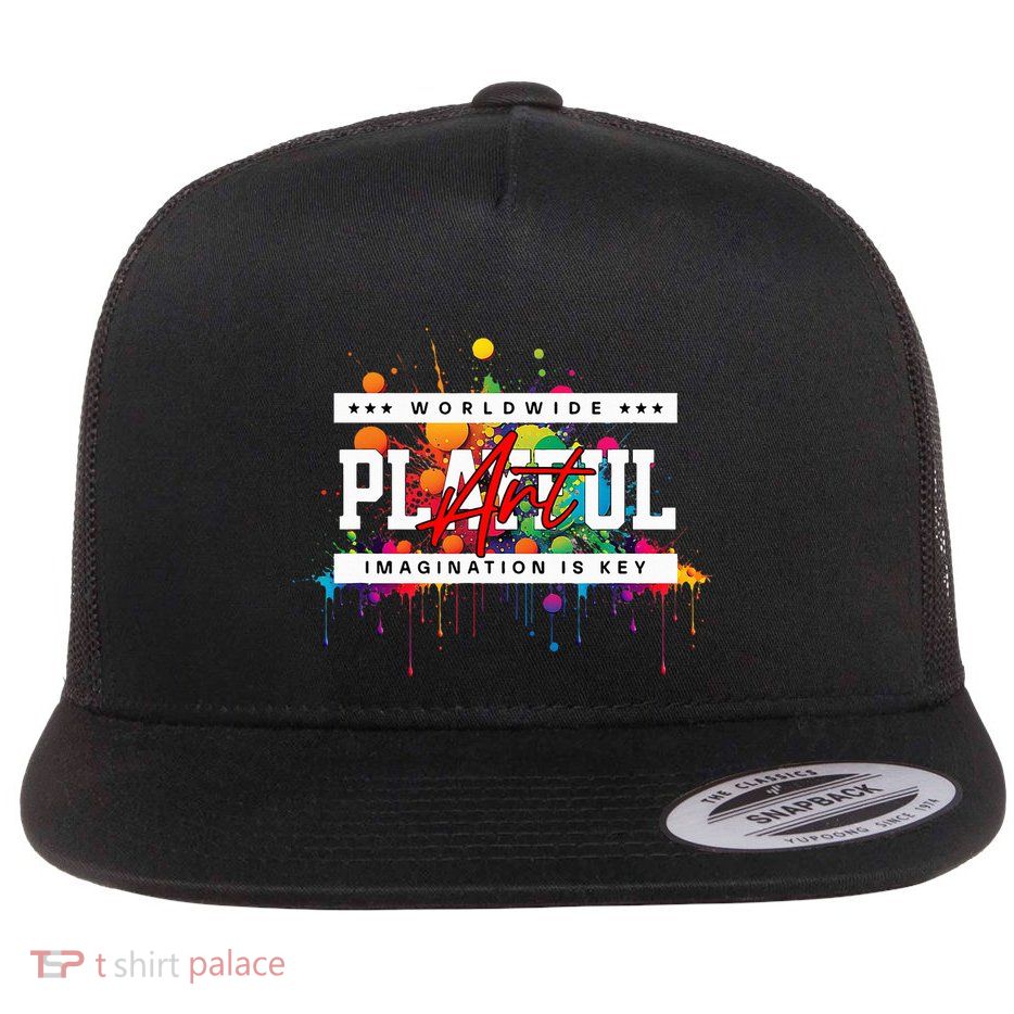 Playful Art Imagination Is Key Flat Bill Trucker Hat