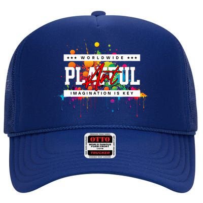 Playful Art Imagination Is Key High Crown Mesh Back Trucker Hat