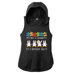 Penguin Autism Is Not A Disability It's A Different Ability Ladies PosiCharge Tri-Blend Wicking Draft Hoodie Tank