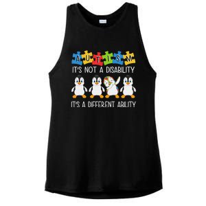 Penguin Autism Is Not A Disability It's A Different Ability Ladies PosiCharge Tri-Blend Wicking Tank