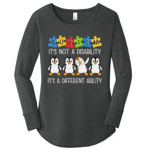 Penguin Autism Is Not A Disability It's A Different Ability Women's Perfect Tri Tunic Long Sleeve Shirt