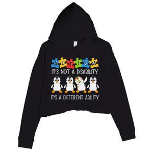 Penguin Autism Is Not A Disability It's A Different Ability Crop Fleece Hoodie