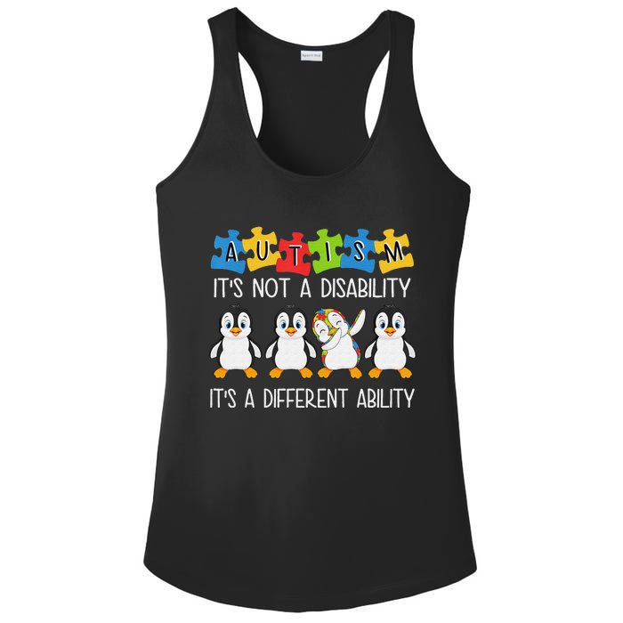 Penguin Autism Is Not A Disability It's A Different Ability Ladies PosiCharge Competitor Racerback Tank