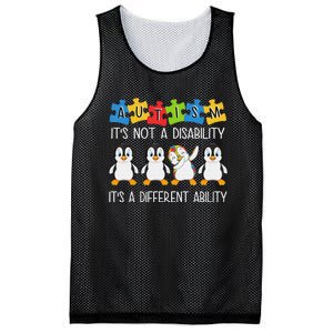 Penguin Autism Is Not A Disability It's A Different Ability Mesh Reversible Basketball Jersey Tank