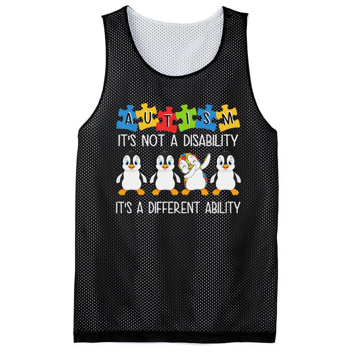 Penguin Autism Is Not A Disability It's A Different Ability Mesh Reversible Basketball Jersey Tank