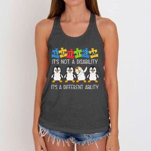 Penguin Autism Is Not A Disability It's A Different Ability Women's Knotted Racerback Tank