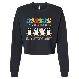 Penguin Autism Is Not A Disability It's A Different Ability Cropped Pullover Crew