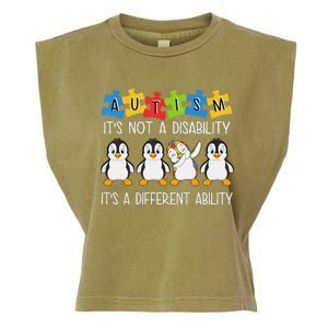 Penguin Autism Is Not A Disability It's A Different Ability Garment-Dyed Women's Muscle Tee