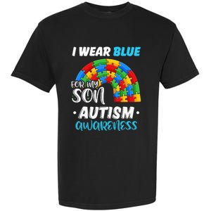 puzzle Autism I Wear Blue For Son Autism Awareness Garment-Dyed Heavyweight T-Shirt