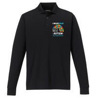 puzzle Autism I Wear Blue For Son Autism Awareness Performance Long Sleeve Polo