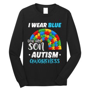 puzzle Autism I Wear Blue For Son Autism Awareness Long Sleeve Shirt