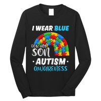 puzzle Autism I Wear Blue For Son Autism Awareness Long Sleeve Shirt