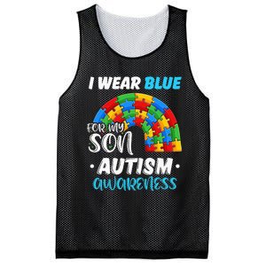 puzzle Autism I Wear Blue For Son Autism Awareness Mesh Reversible Basketball Jersey Tank