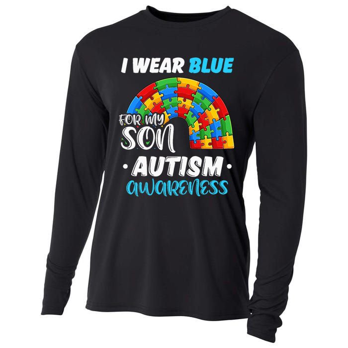 puzzle Autism I Wear Blue For Son Autism Awareness Cooling Performance Long Sleeve Crew