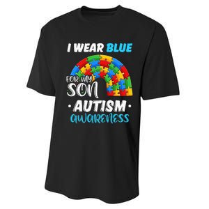 puzzle Autism I Wear Blue For Son Autism Awareness Performance Sprint T-Shirt