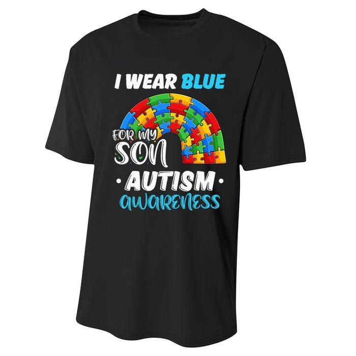 puzzle Autism I Wear Blue For Son Autism Awareness Performance Sprint T-Shirt