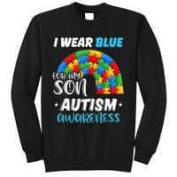 puzzle Autism I Wear Blue For Son Autism Awareness Tall Sweatshirt