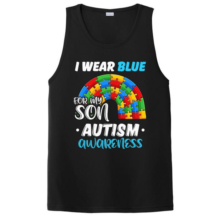 puzzle Autism I Wear Blue For Son Autism Awareness PosiCharge Competitor Tank