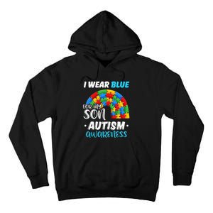 puzzle Autism I Wear Blue For Son Autism Awareness Tall Hoodie