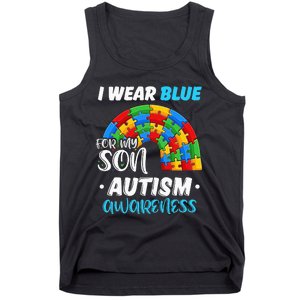 puzzle Autism I Wear Blue For Son Autism Awareness Tank Top