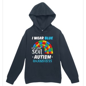 puzzle Autism I Wear Blue For Son Autism Awareness Urban Pullover Hoodie