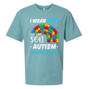 puzzle Autism I Wear Blue For Son Autism Awareness Sueded Cloud Jersey T-Shirt