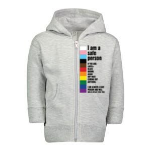 Pride Ally I Am A Safe Person Lgbtq Toddler Zip Fleece Hoodie