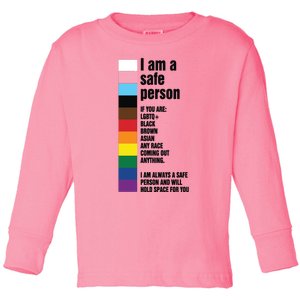 Pride Ally I Am A Safe Person Lgbtq Toddler Long Sleeve Shirt