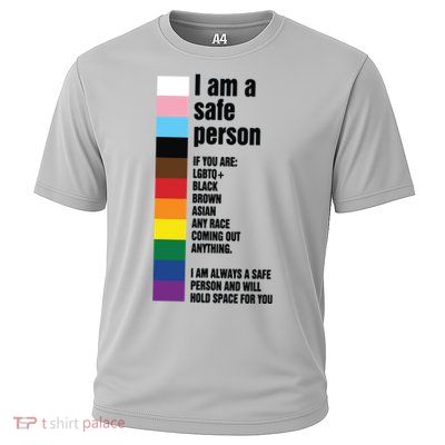 Pride Ally I Am A Safe Person Lgbtq Cooling Performance Crew T-Shirt