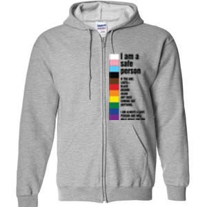 Pride Ally I Am A Safe Person Lgbtq Full Zip Hoodie