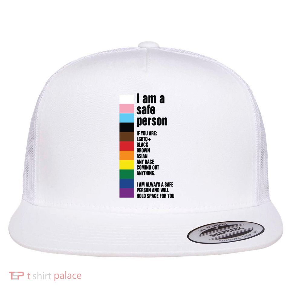 Pride Ally I Am A Safe Person Lgbtq Flat Bill Trucker Hat
