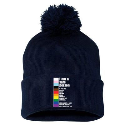 Pride Ally I Am A Safe Person Lgbtq Pom Pom 12in Knit Beanie