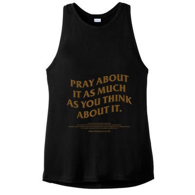 Pray About It As Much As You Think About It Ladies PosiCharge Tri-Blend Wicking Tank