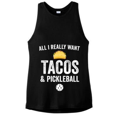 Pickleball All I Really Want Tacos Ladies PosiCharge Tri-Blend Wicking Tank