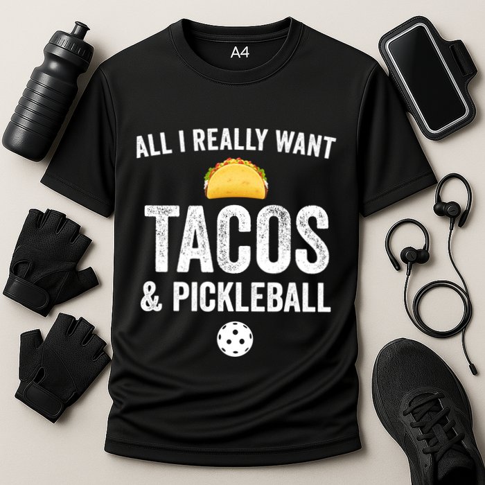 Pickleball All I Really Want Tacos Cooling Performance Crew T-Shirt