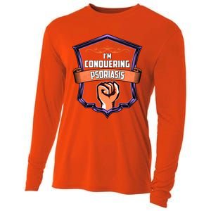 Psoriasis Awareness Im Conquering Psoriasis Gift Cooling Performance Long Sleeve Crew