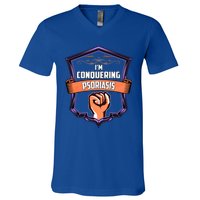 Psoriasis Awareness Im Conquering Psoriasis Gift V-Neck T-Shirt