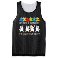 Penguin Autism Is Not A Disability It's A Different Ability Mesh Reversible Basketball Jersey Tank