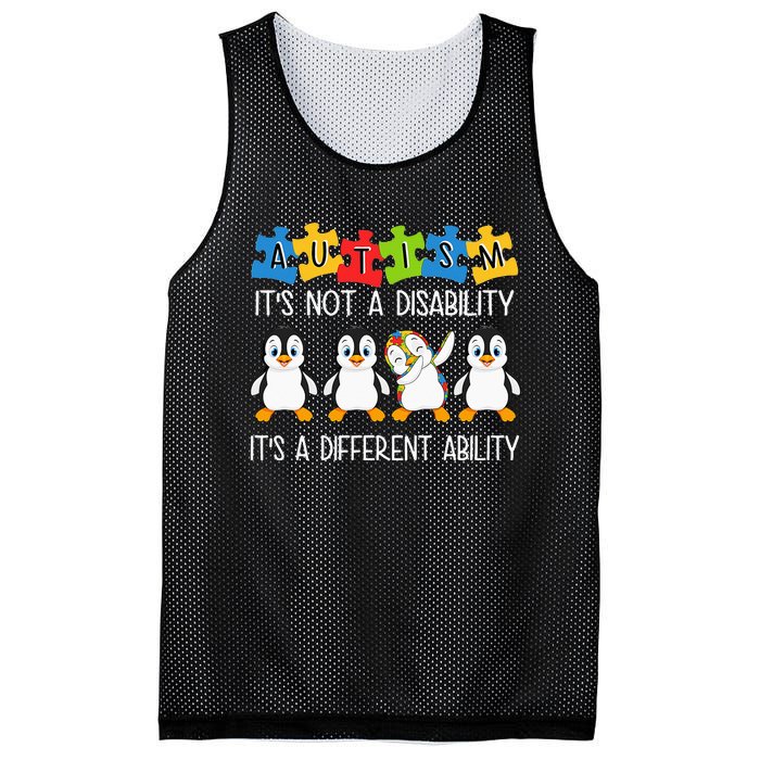 Penguin Autism Is Not A Disability It's A Different Ability Mesh Reversible Basketball Jersey Tank