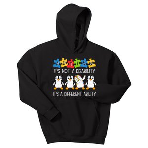 Penguin Autism Is Not A Disability It's A Different Ability Kids Hoodie