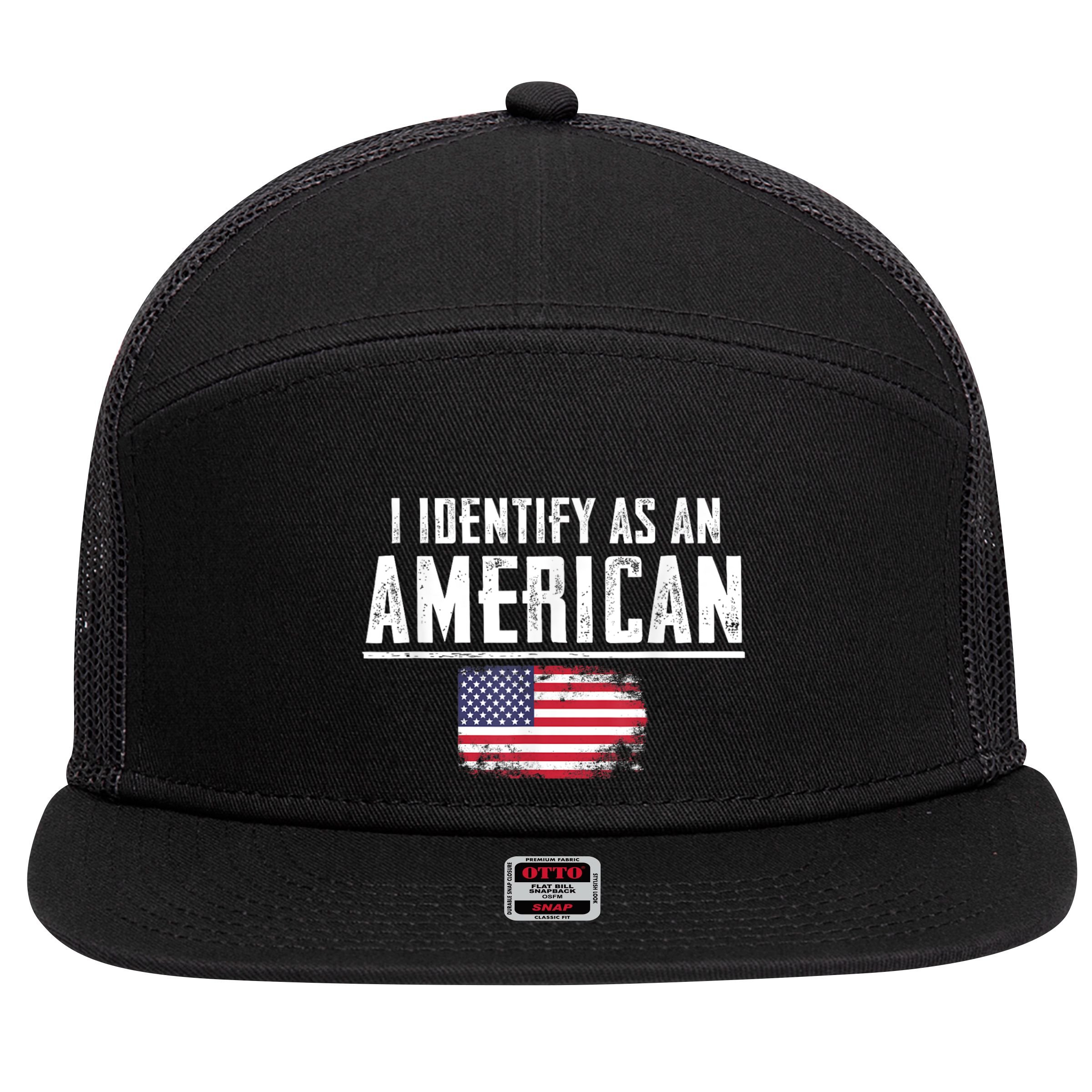 Proud America I Identify As An American 7 Panel Mesh Trucker Snapback Hat