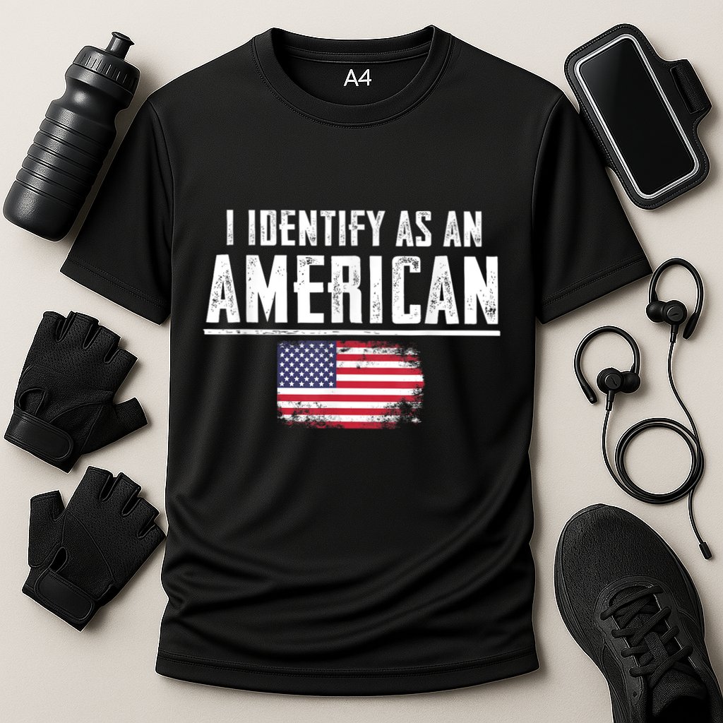 Proud America I Identify As An American Cooling Performance Crew T-Shirt