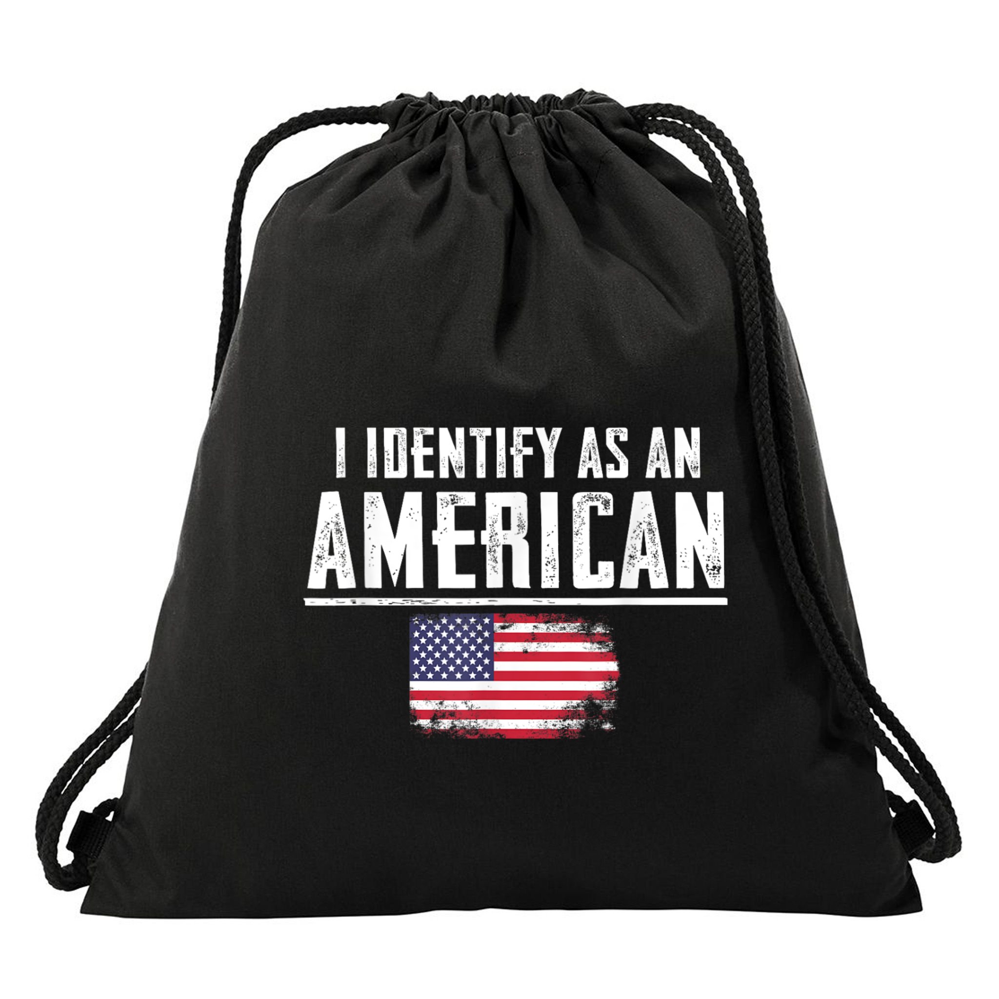 Proud America I Identify As An American Drawstring Bag