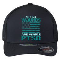 PTSD Awareness I Wear Teal Support The Troops Flexfit Unipanel Trucker Cap