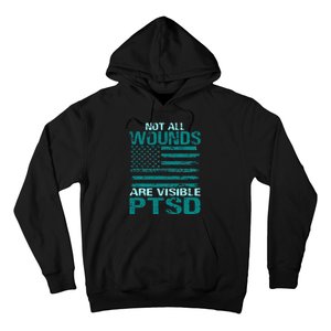 PTSD Awareness I Wear Teal Support The Troops Hoodie